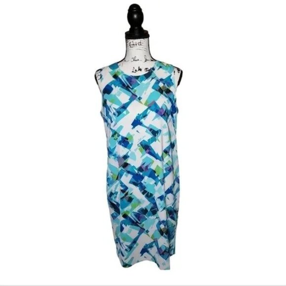 Calvin Klein Bodycon Midi Dress Sleeveless Geo Print - Picture 1 of 12